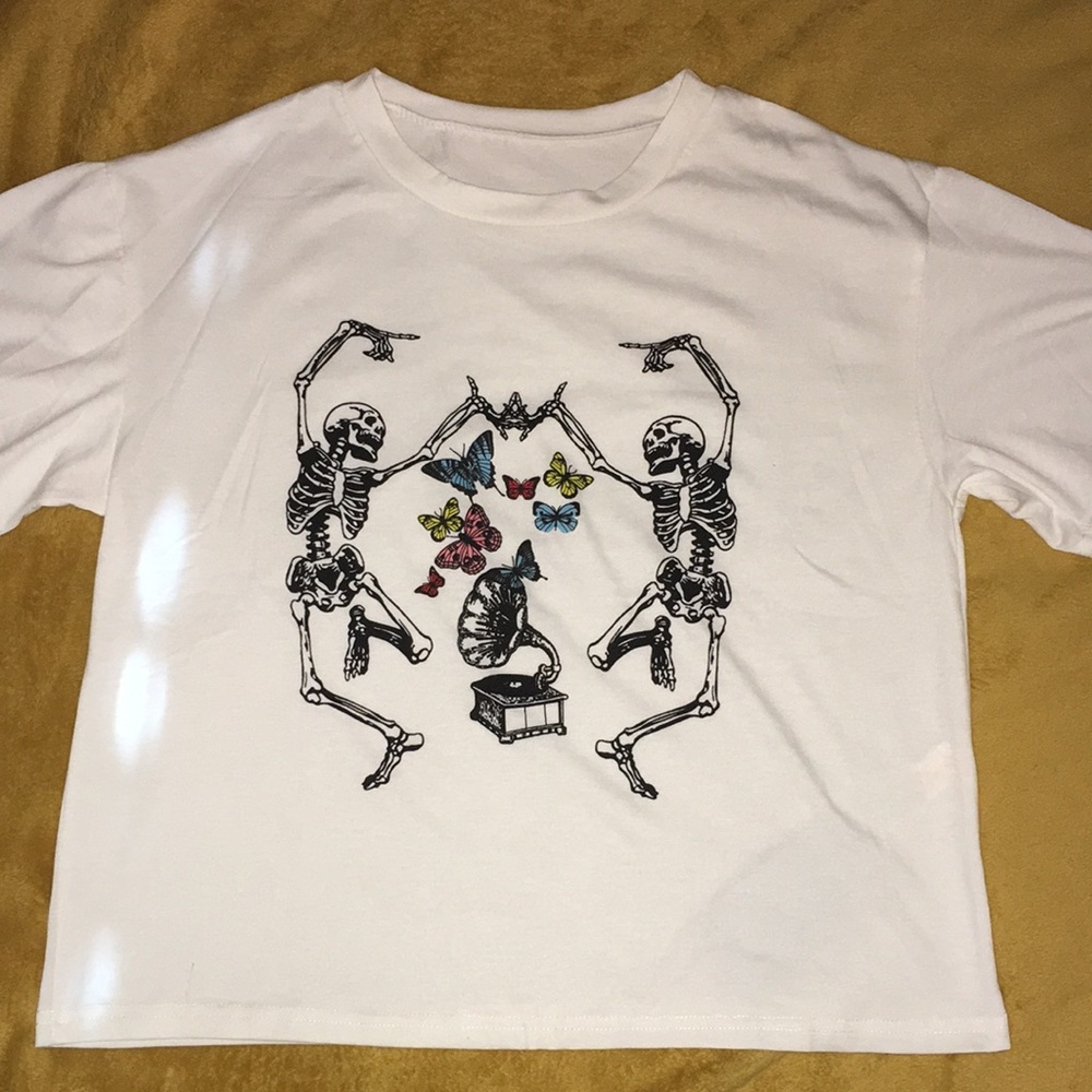 white Dancing Skeleton Tee